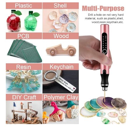 3-Speed Cordless Mini Drill Pen With 8 Small Drill Bits