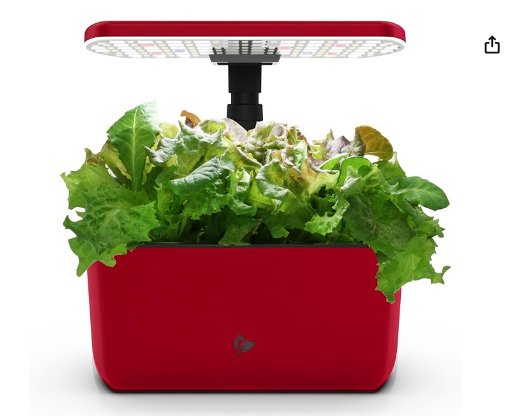 AeroGarden Harvest Lite in Cherry Red, Soil-Free Indoor Hydroponic Garden with LED Grow Light for Year