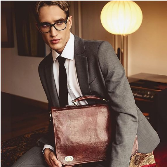 Time Resistance Leather Briefcase for Men 