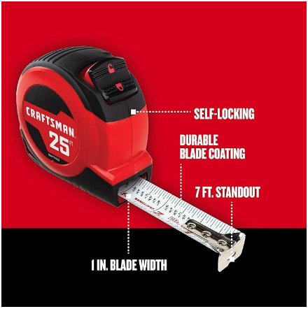 CRAFTSMAN 25-Ft Tape Measure with Fraction Markings