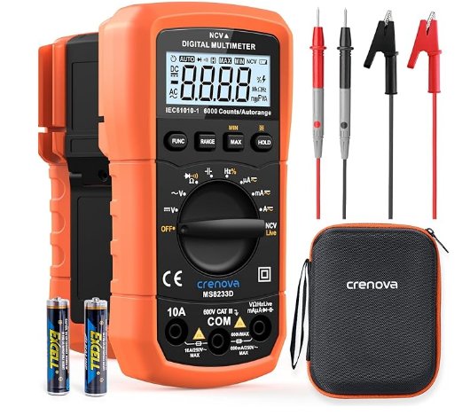 Crenova MS8233D Multimeter 6000 Counts Digital Multimeter DC AC Volt Meter Ohm Volt