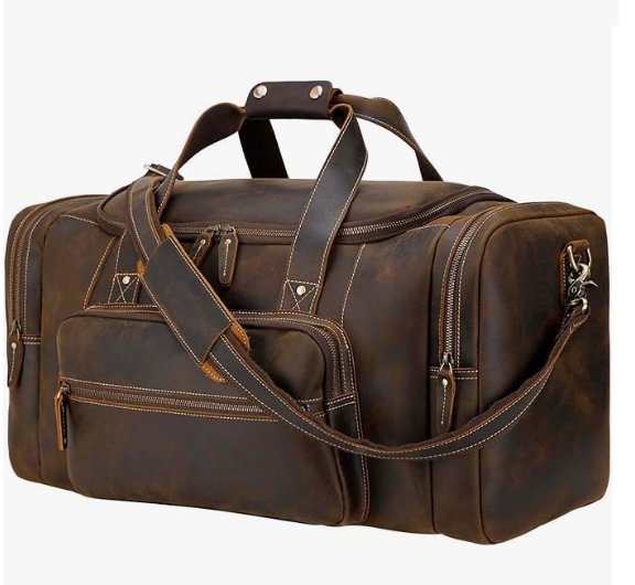 Polare 23 Full Grain Cowhide Leather Gym Duffle Weekender Overnight Travel Duffel Bag For Men