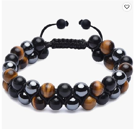 HASKARE Triple Protection Bracelet for Men - Genuine Tigers Eye Black Obsidian Hematite 8mm Natural Stone Beads Stretchy Healing Crystal Jewelry