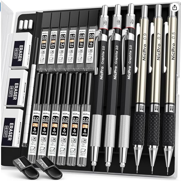 Nicpro 6PCS Art Mechanical Pencil Set