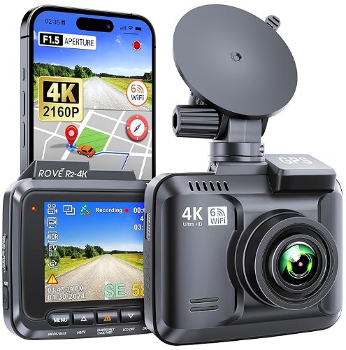 ROVE R2-4K Dash Cam Built-in WiFi GPS Car Dashboard