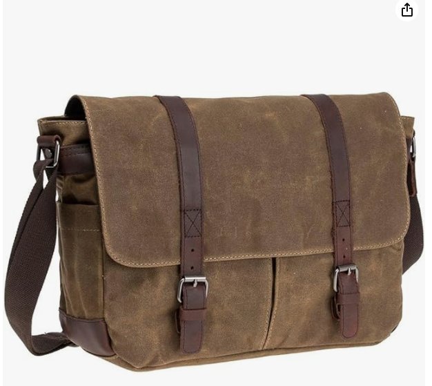 Vintage Genuine Leather Waxed Canvas Briefcase Large Satchel Shoulder Bag Rugged Computer 15.6inch Laptop Bag