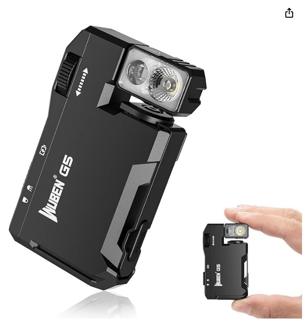 WUBEN G5 Rechargeable EDC Flashlight, 400 Lumens Dual Light Sources Mini Flashlight with RGB Light